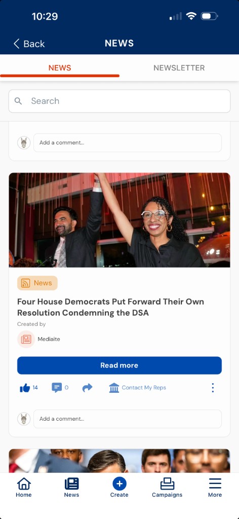 Crowdblue mobile news feed